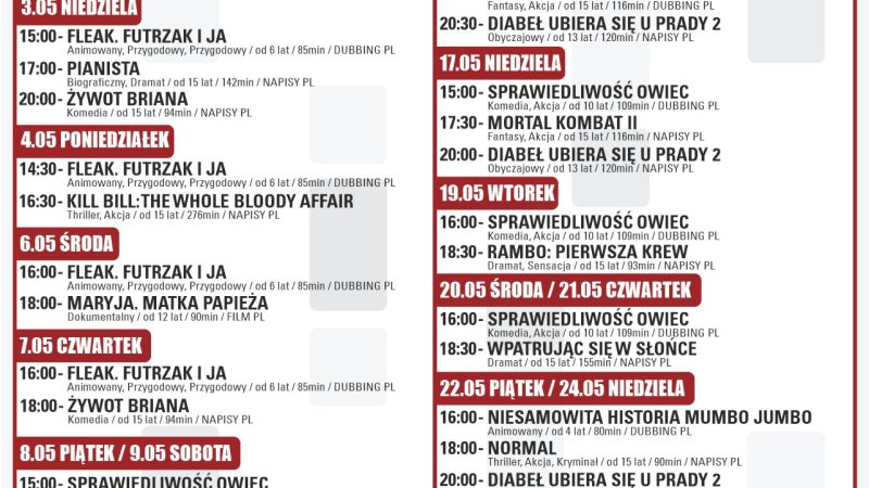 Majowy repertuar kina w Suchej Beskidzkiej. Co warto zobaczyć?