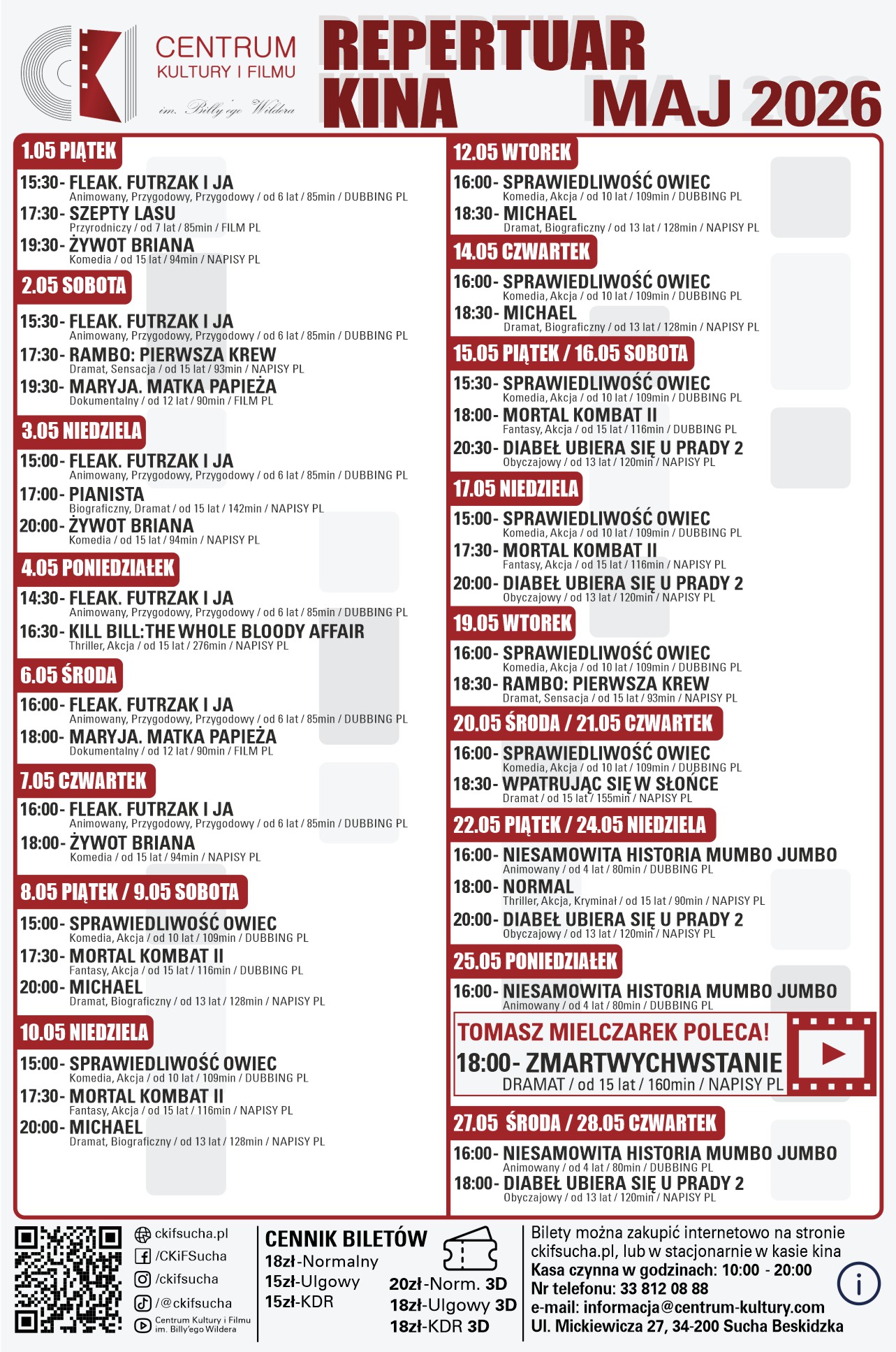 Majowy repertuar kina w Suchej Beskidzkiej. Co warto zobaczyć?