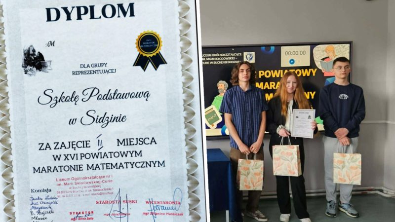 Młodzi matematycy z Sidziny na podium. Duży sukces w powiecie