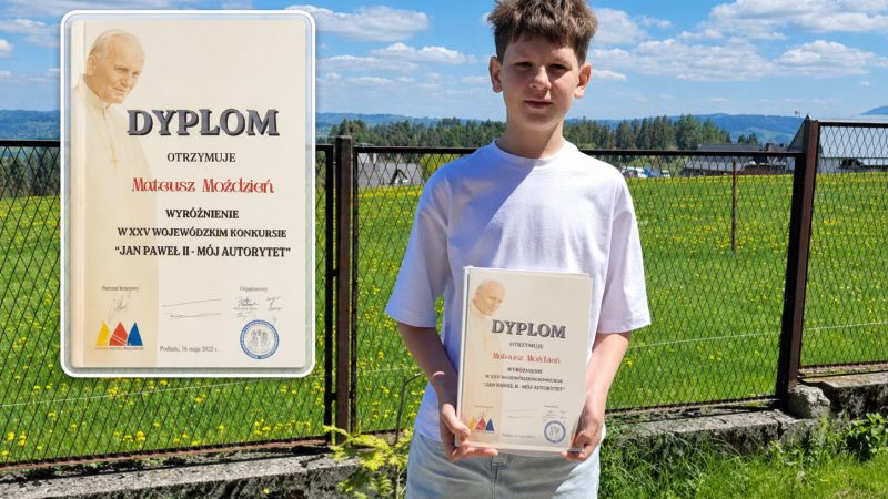 Uczeń z Wysokiej z wyróżnieniem w konkursie o Janie Pawle II