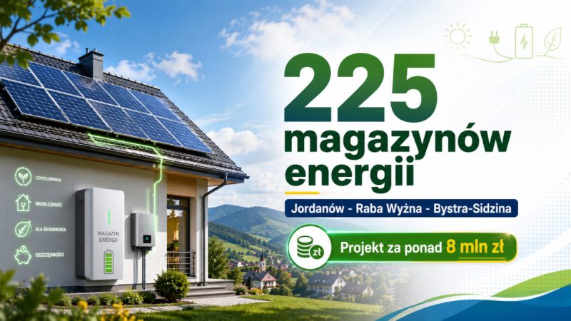 Jordanów liderem projektu za ponad 8 mln zł. Magazyny energii trafią do domów z fotowoltaiką